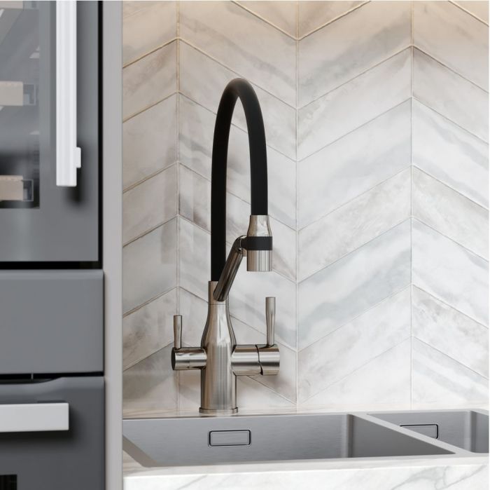 Смеситель для кухни Sancos Orta с гибким изливом, цвет брашированный никель/черный, SC4008BN