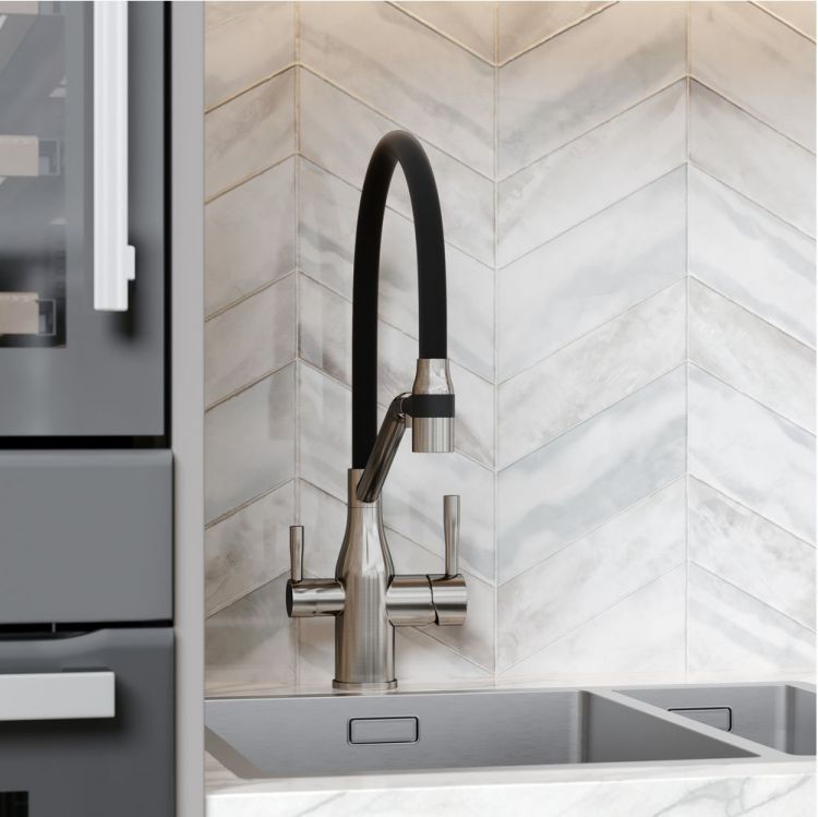 Смеситель для кухни Sancos Orta с гибким изливом, цвет брашированный никель/черный, SC4008BN