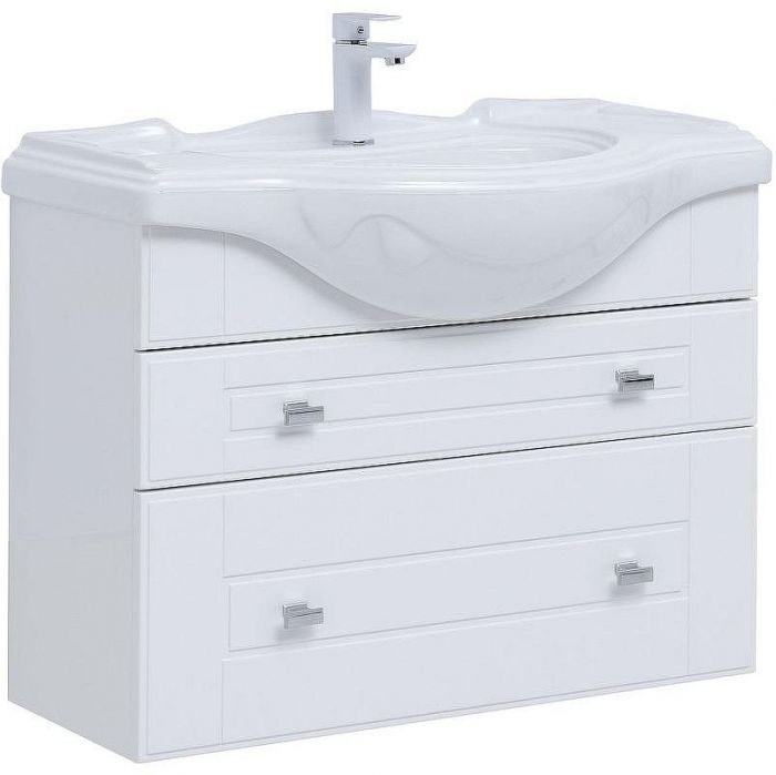 Тумба под раковину Aquanet Рондо 85 304289 подвесная Белый глянец