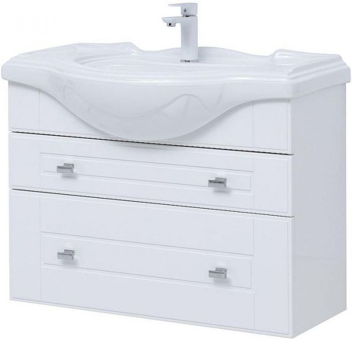 Тумба под раковину Aquanet Рондо 85 304289 подвесная Белый глянец