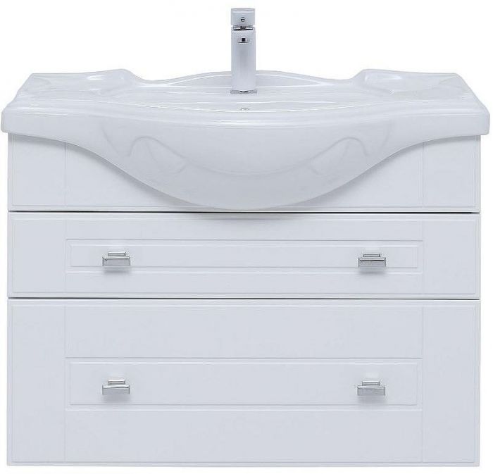 Тумба под раковину Aquanet Рондо 85 304289 подвесная Белый глянец