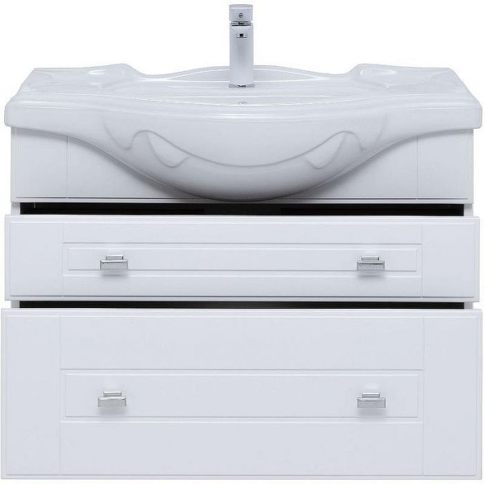 Тумба под раковину Aquanet Рондо 85 304289 подвесная Белый глянец