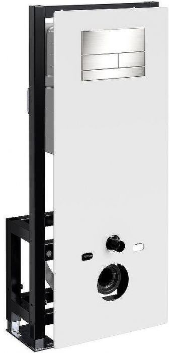 Инсталляция WasserKRAFT Glan 66TLT.010.ME.WH.BN04 для унитаза Белое стекло с клавишей смыва Никель