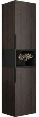 Шкаф пенал Comforty Франкфурт 40 00004150535 подвесной Дуб шоколадно-коричневый Черный матовый