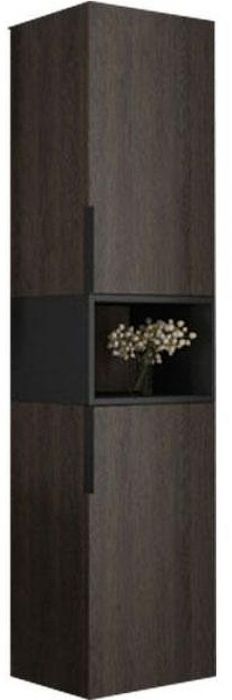 Шкаф пенал Comforty Франкфурт 40 00004150535 подвесной Дуб шоколадно-коричневый Черный матовый
