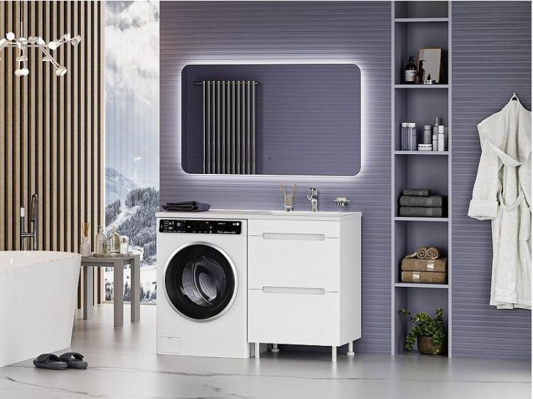 Тумба с раковиной Misty Байкал 120 R УТ000014751 Белая Тумба с раковиной Misty Байкал 120 R УТ000014751 Белая