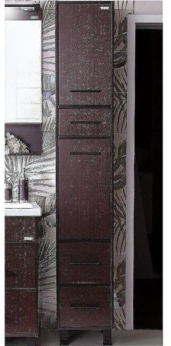 Шкаф пенал Бриклаер Чили 35 4627125415081 с бельевой корзиной Венге