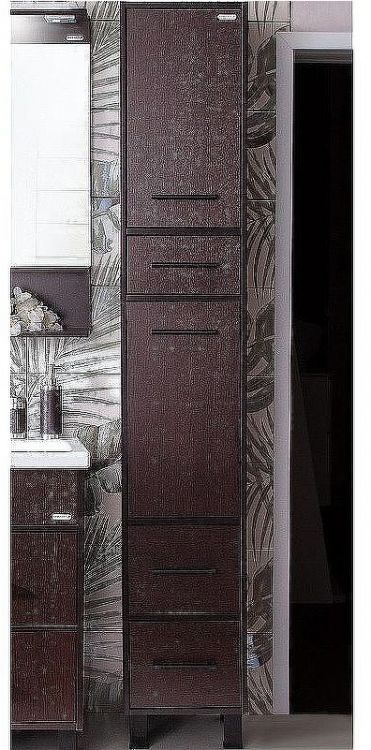 Шкаф пенал Бриклаер Чили 35 4627125415081 с бельевой корзиной Венге