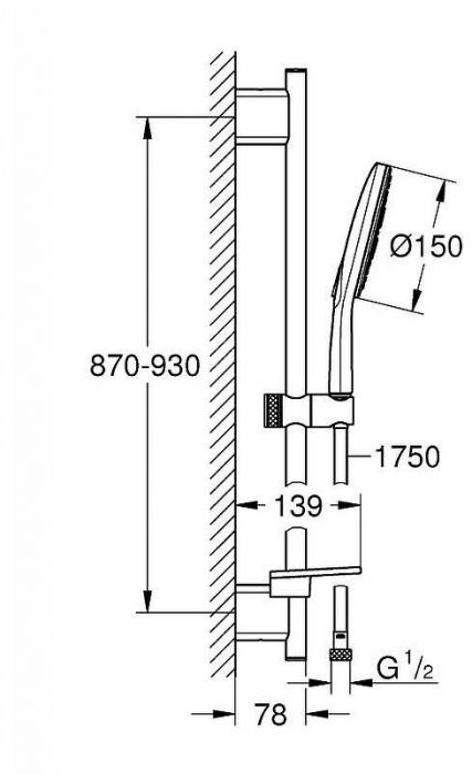 Душевой гарнитур Grohe Rainshower SmartActive 150 26593000 Хром