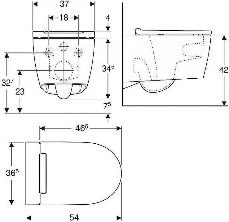 Унитаз Geberit One 500.202.01.1 подвесной с сиденьем Микролифт Унитаз Geberit One 500.202.01.1 подвесной с сиденьем Микролифт