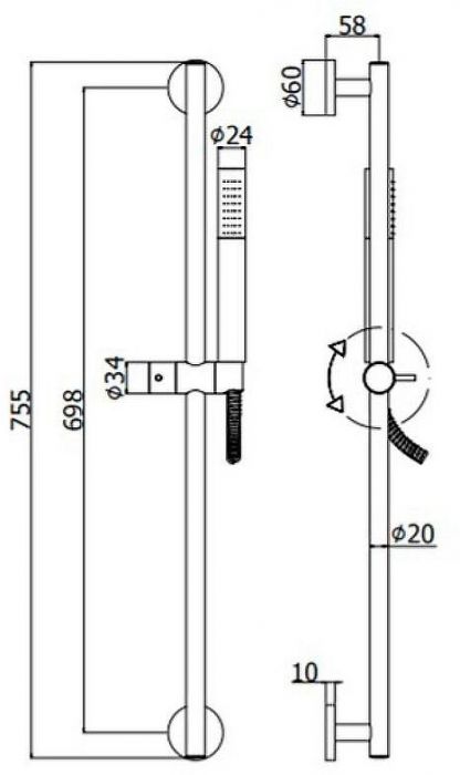 Душевой гарнитур Paffoni Life ZSAL135HGSP Золото медовое брашированное