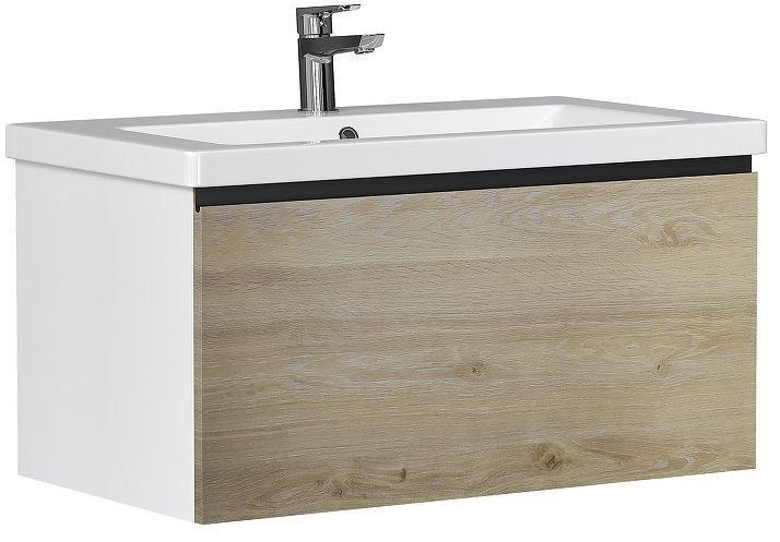 Тумба под раковину Vigo Cross 80 405 подвесная цвет Дуб давос натуральный Белый
