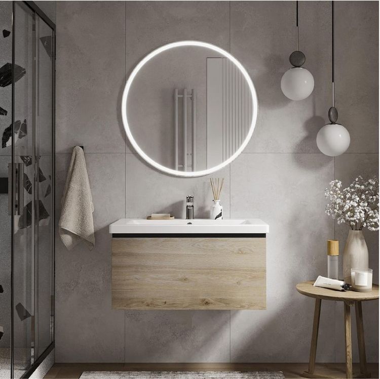 Тумба под раковину Vigo Cross 80 405 подвесная цвет Дуб давос натуральный Белый