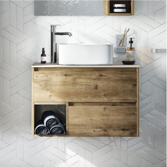 Комплект мебели для ванной STWORKI Карлстад 75 425264 подвесной Дуб рустикальный