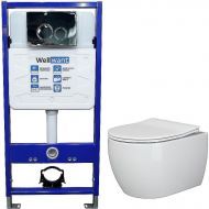 Комплект унитаза Ceramicanova Play CN3001 с инсталляцией WellWant Standart 50 WWISI1110B с сиденьем Микролифт и клавишей смыва Хром глянцевый