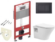 Комплект унитаза Avimano Promotion 1000080 с инсталляцией Tece Now 9400414 с сиденьем Микролифт и Черной матовой клавишей смыва