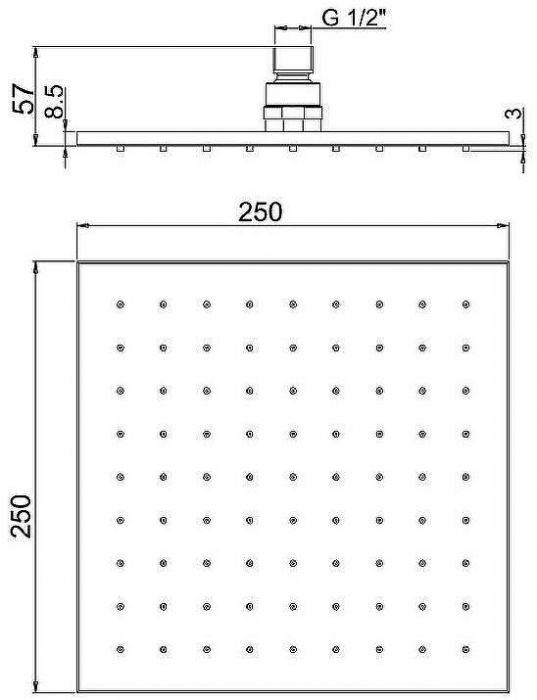 Верхний душ Paini 50PZ759QQ25 Черный матовый
