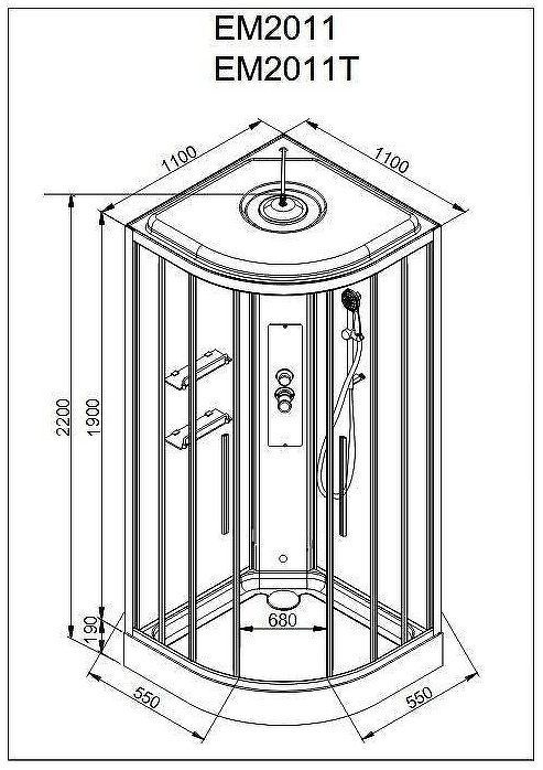Душевая кабина Avacan 110 EM2011new без гидромассажа