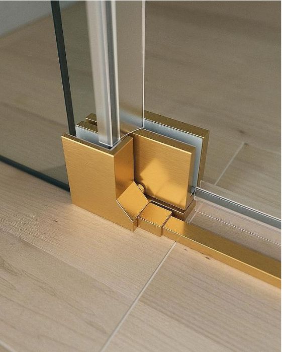 Душевой уголок Cezares Slider 100x100 SLIDER-A-2-90/100-C-BORO профиль Брашированное золото стекло прозрачное