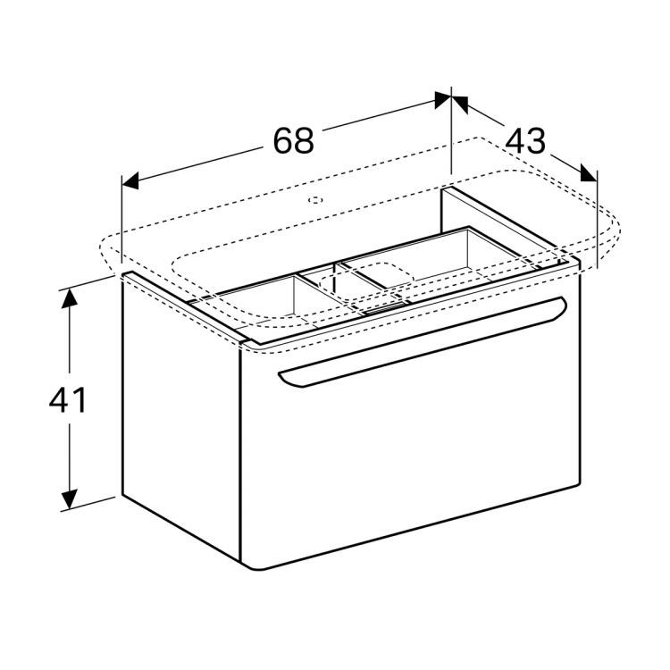 Тумба под раковину Geberit myDay, 68x41, белый глянец [Y824080000]