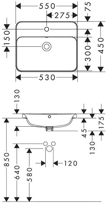 Hansgrohe Xuniva Q Раковина 55x45см., встраиваемая, 1 отв., цвет: белый