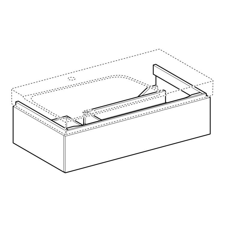Тумба под раковину Geberit Xeno? 880х220х462 мм, 1 маленький ящик, сифон слева, серый дуб [500.513.43.1]