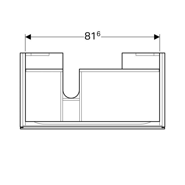 Тумба под раковину Geberit Xeno? 880х220х462 мм, 1 маленький ящик, сифон слева, серый дуб [500.513.43.1]