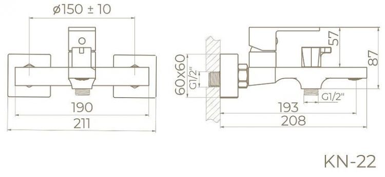 Смеситель для ванны Knotlor Stable KN-22/RB цвет Бронза