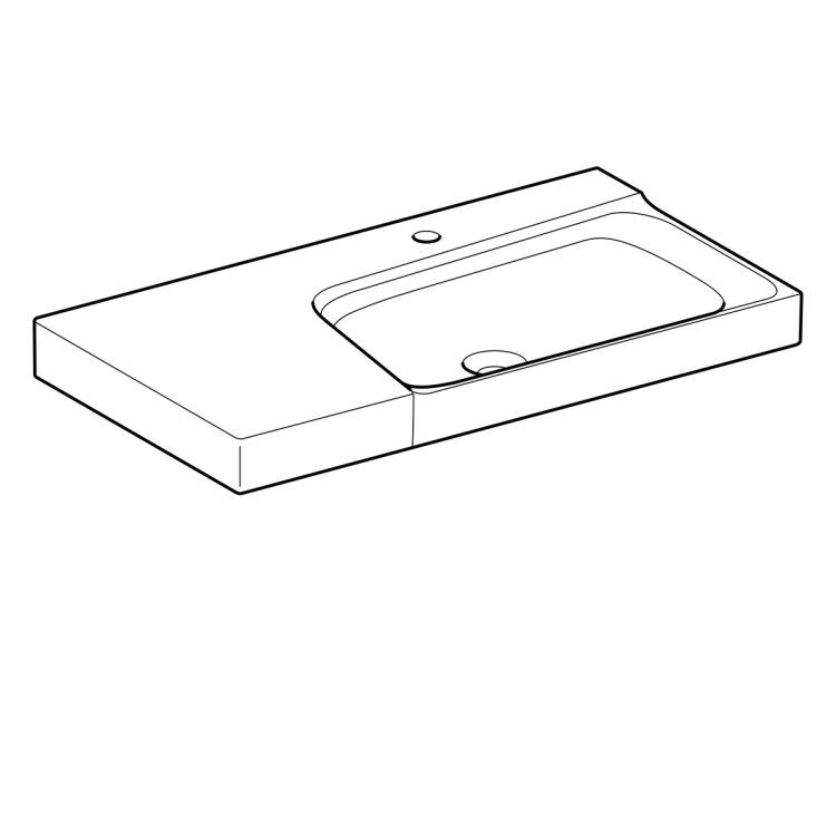 Раковина Geberit Xeno? с полочкой слева, c отверстием, без перелива 90х48 [500.535.01.1]