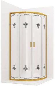 Душевой уголок Ambassador Royal 100x100 18015305 профиль Золото стекло белое с рисунком