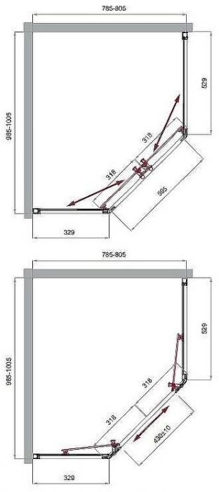 Душевой уголок BelBagno Uno 100х80 UNO-195-PH-2-100/80-C-Cr профиль Хром стекло прозрачное