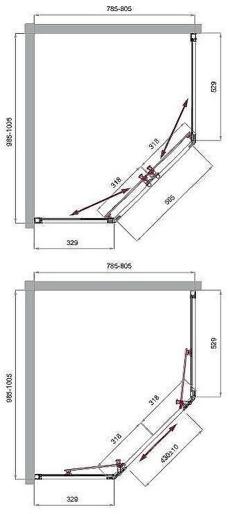 Душевой уголок BelBagno Uno 100х80 UNO-195-PH-2-100/80-C-Cr профиль Хром стекло прозрачное