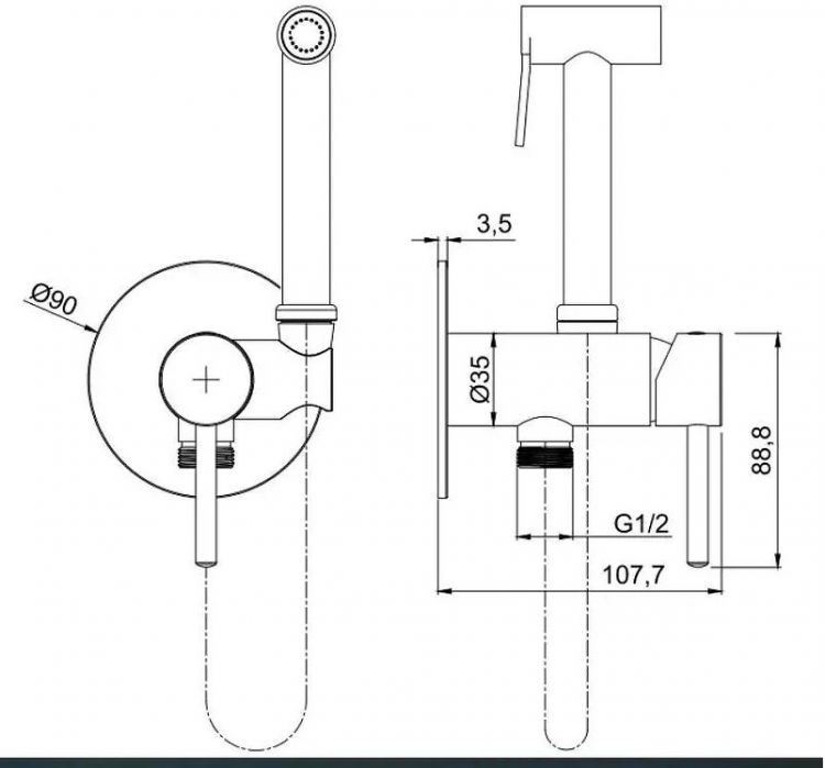 Гигиенический душ со смесителем Splendy Joy JO219YU1KLGM цвет Золото матовое