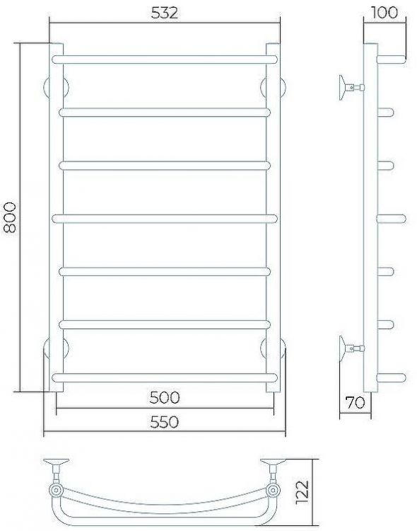Водяной полотенцесушитель Larusso Евромикс П7 500x800 4670078535108 Хром