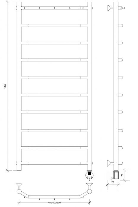 Полотенцесушитель электрический Secado Агата 1 К 120x50 графит