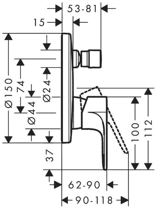 Hansgrohe Rebris E Смеситель для ванны, встраиваемый, цвет: черный матовый