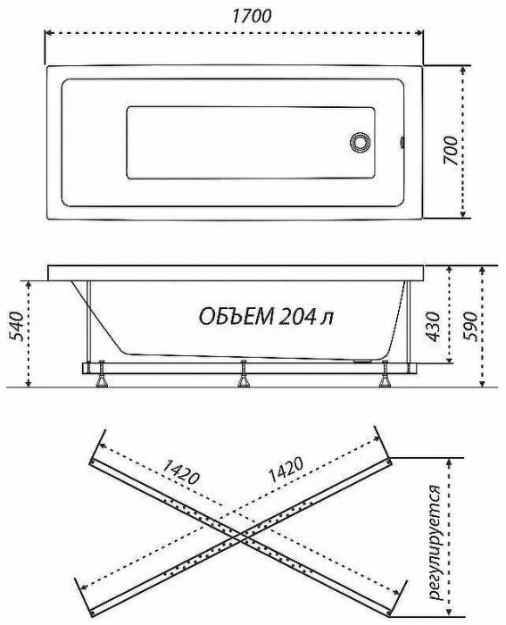 Акриловая ванна Triton Аура 170x70 Щ0000042101 без гидромассажа