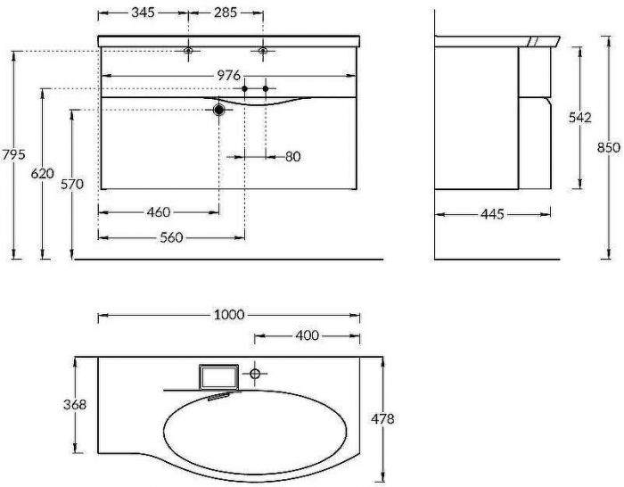 Раковина Kerama Marazzi Riva 100 R RV.wb.100Rh Белая глянцевая