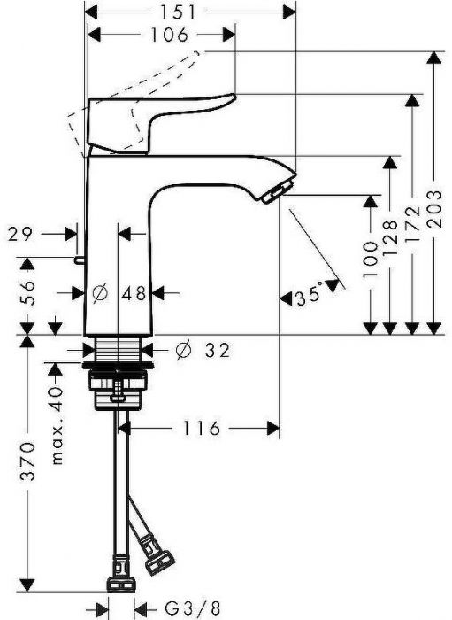 Смеситель для раковины Hansgrohe Metris 31121000 Хром