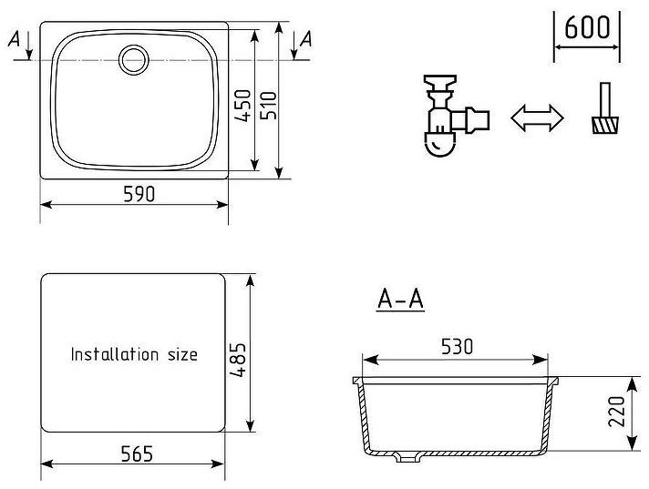 Кухонная мойка Ulgran Classic U-408-309 Темно-серая Кухонная мойка Ulgran Classic U-408-309 Темно-серая