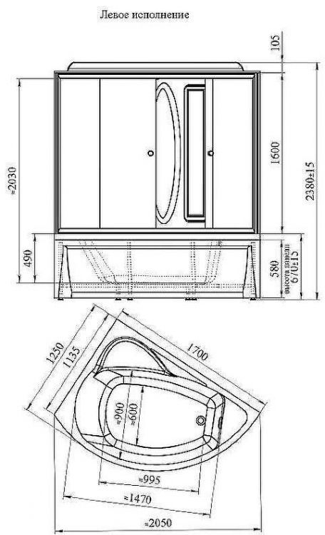 Душевой бокс Radomir Вирсавия 170x125 L 1-04-6-1-0-0671 без гидромассажа
