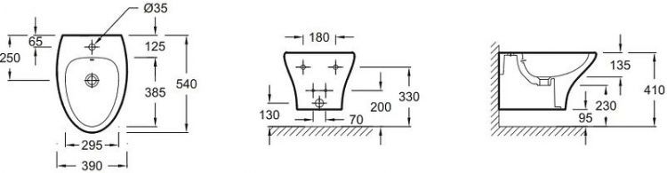 Биде Jacob Delafon Nouvelle Vague EMD0002-00 подвесное цвет Белый