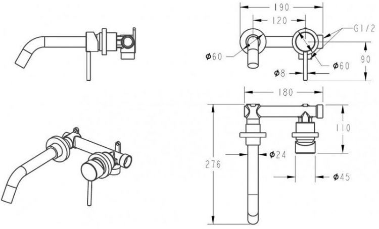 Смеситель для раковины Grocenberg GB511BR Бронза Смеситель для раковины Grocenberg GB511BR Бронза