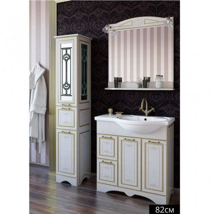 Зеркало Sanflor Адель 82 Н0000001069 Белое Патина золото