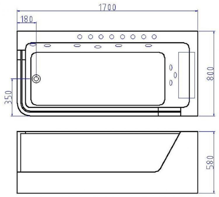 Акриловая ванна Ceruttispa 170x80 R C-494-17R 9948 с гидромассажем Акриловая ванна Ceruttispa 170x80 R C-494-17R 9948 с гидромассажем