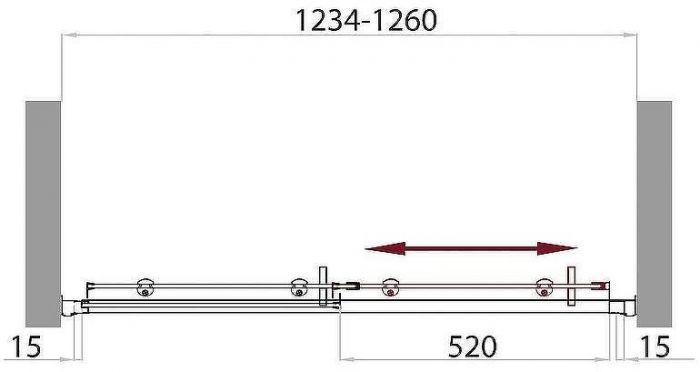 Душевая дверь BelBagno Uno 125 UNO-BF-1-125-P-Cr профиль Хром стекло рифленое