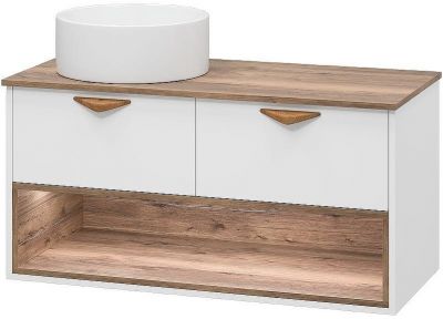 Тумба под раковину Brevita Bergen 105 BER-07105-19-01-2Я подвесная Белая матовая Дуб Галифакс олово