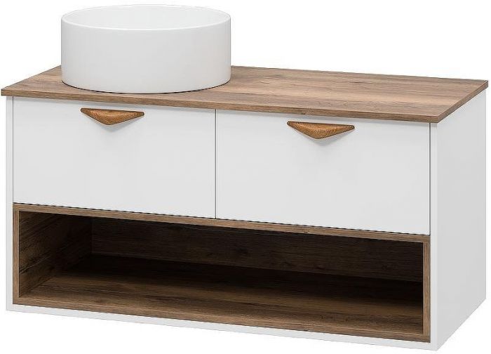 Тумба под раковину Brevita Bergen 105 BER-07105-19-01-2Я подвесная Белая матовая Дуб Галифакс олово