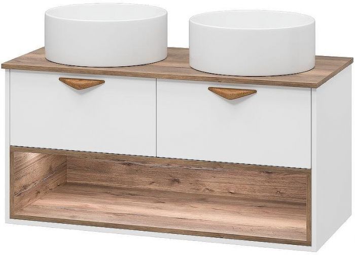 Тумба под раковину Brevita Bergen 105 BER-07105-19-01-2Я подвесная Белая матовая Дуб Галифакс олово