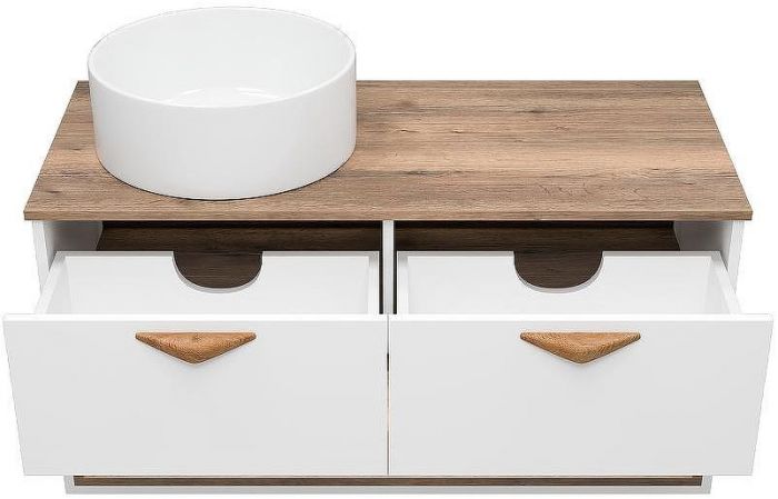 Тумба под раковину Brevita Bergen 105 BER-07105-19-01-2Я подвесная Белая матовая Дуб Галифакс олово